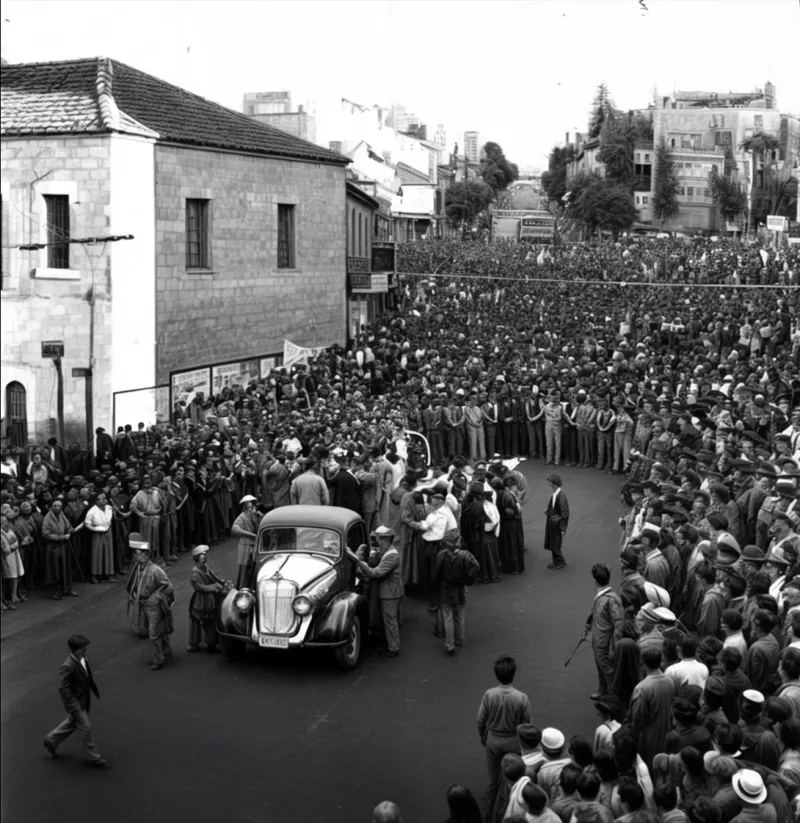 A solemn funeral procession in Jerusalem showing mourners walking together