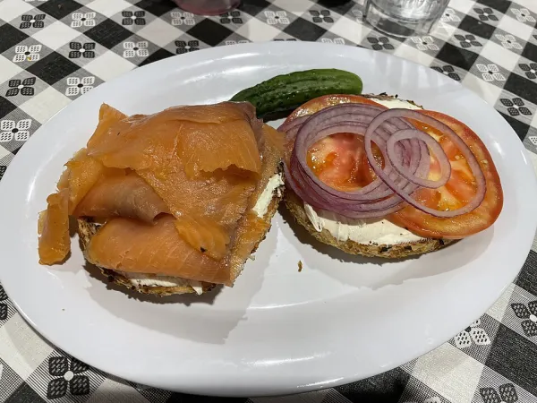 Classic bagel with cream cheese and lox