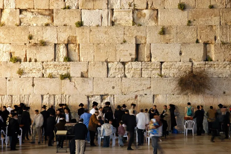 The Western Wall in Jerusalem at night, site of the ancient Temple and symbol of God's covenant with Israel