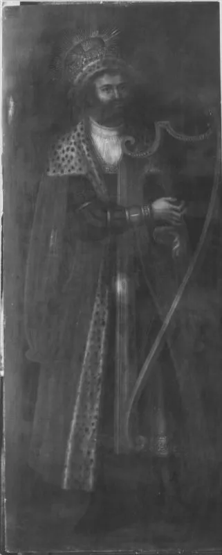 Artistic depiction of King David playing the harp, a symbol of his authorship of the Psalms