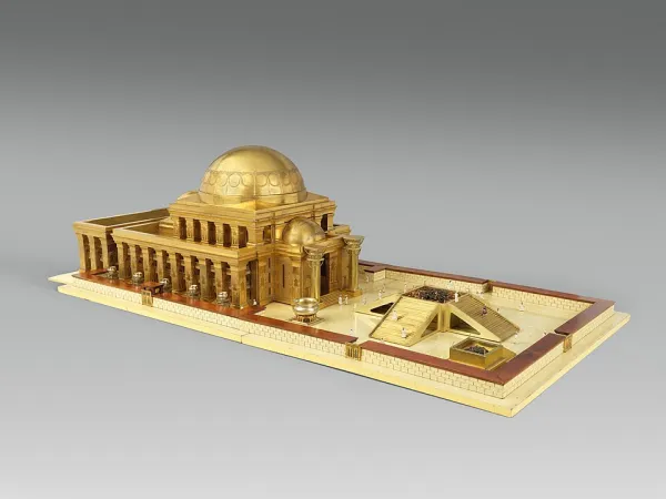 Artistic reconstruction showing the interior of Solomon's Temple with golden walls and cherubim