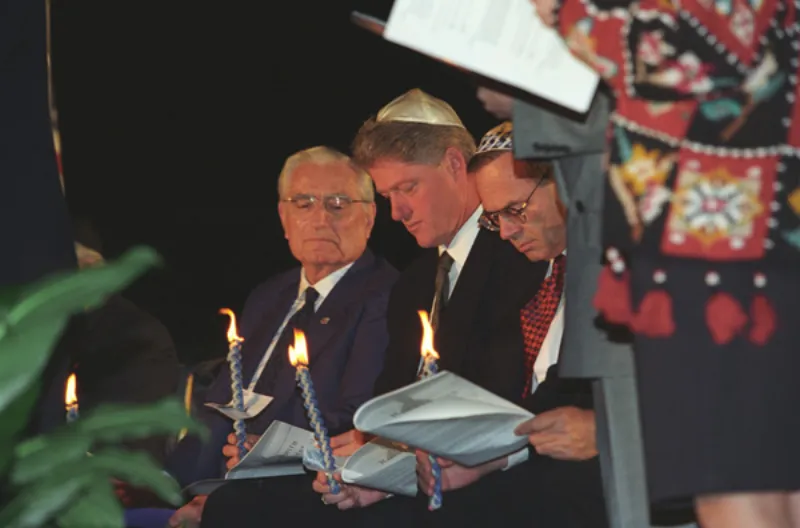 Havdalah braided candle being held during the Saturday night ceremony
