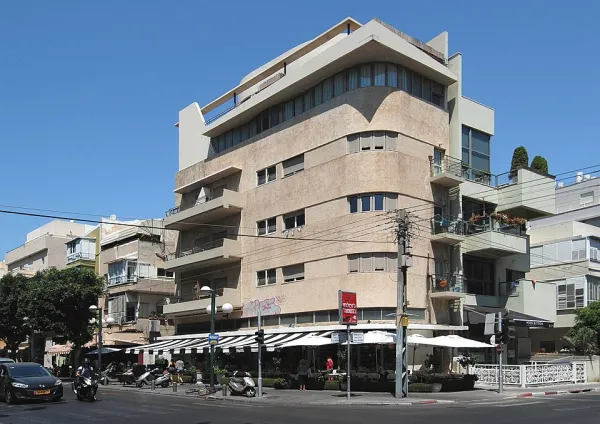The bustling tech district in Tel Aviv with modern office buildings
