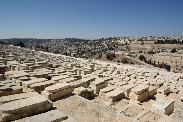 View of the Mount of Olives in Jerusalem with its ancient Jewish cemetery