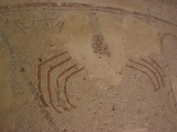 Close-up of the zodiac mosaic at the ancient Hammat Tiberias synagogue
