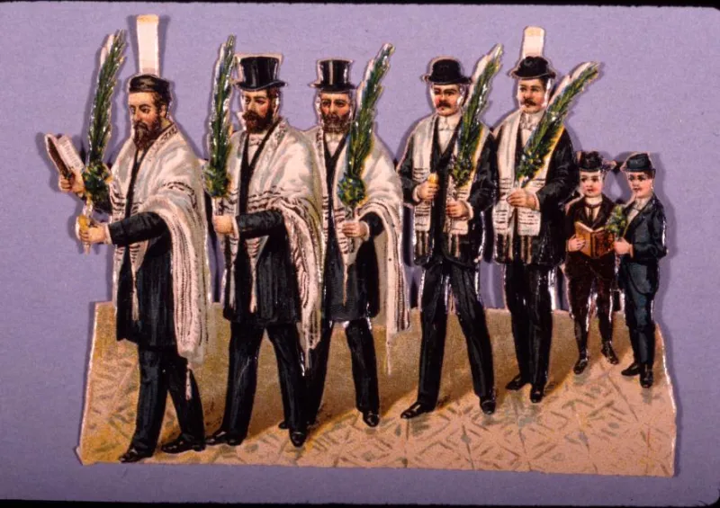 Jewish holiday calendar with symbols for each major celebration