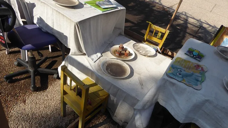 A dog sitting next to a menorah