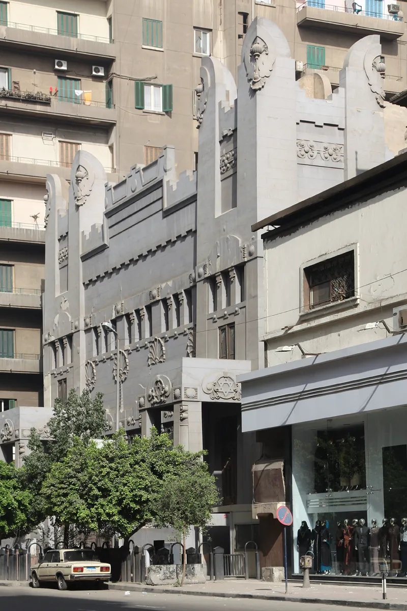 The facade of the Sha'ar Hashamayim synagogue in Cairo, Egypt