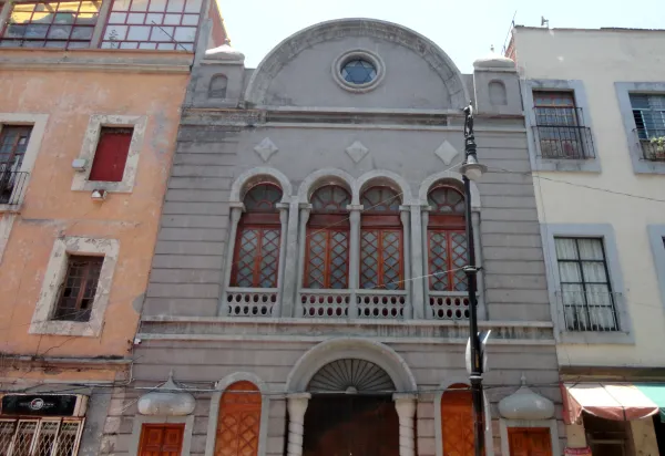 Interior of a Mexican Jewish community center during a cultural event