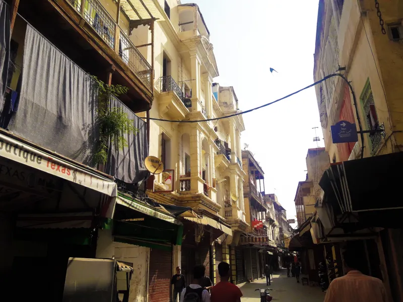 The historic mellah (Jewish quarter) in Marrakech, Morocco, with its distinctive architecture