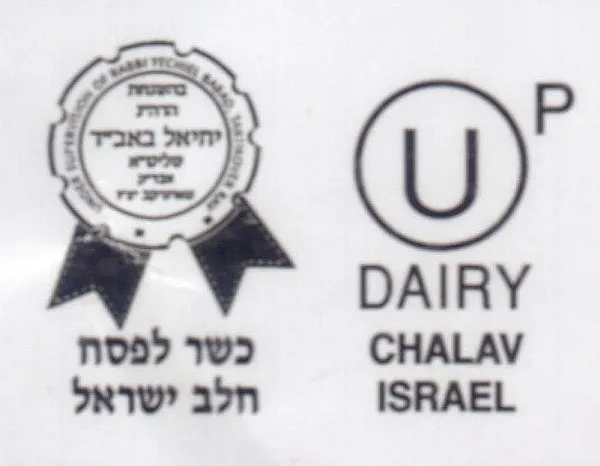 Kosher certification symbols (hechshers) including the Orthodox Union symbol on food packaging