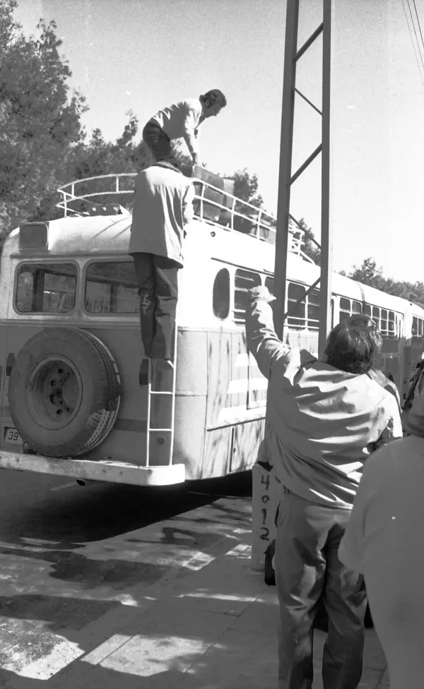 A communal dining hall on an Israeli kibbutz