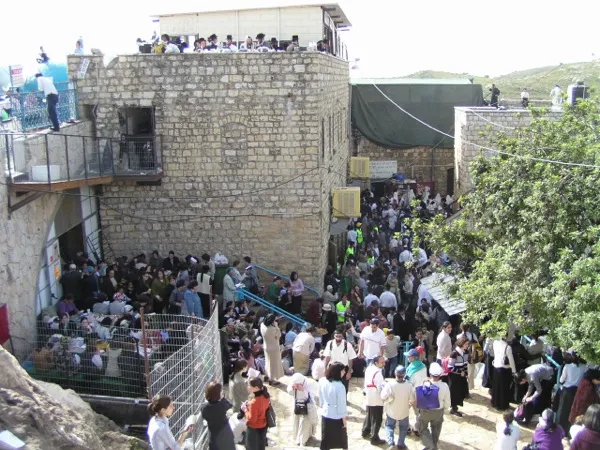 The tomb of Rabbi Shimon bar Yochai at Mount Meron, crowded with pilgrims during Lag BaOmer celebrations