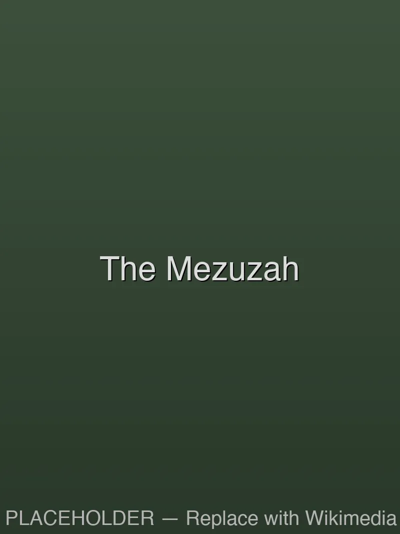 A decorative mezuzah case affixed to a wooden doorpost