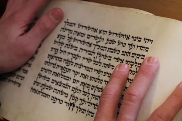The Megillah (Scroll of Esther) read during Purim services