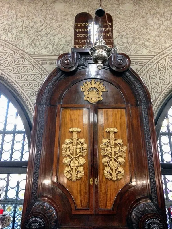 A Torah ark in a Sephardic synagogue, showing distinctive Sephardic design