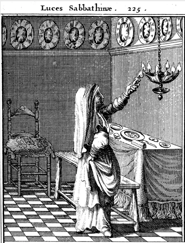 A family preparing food and setting a festive table for Shabbat on Friday afternoon