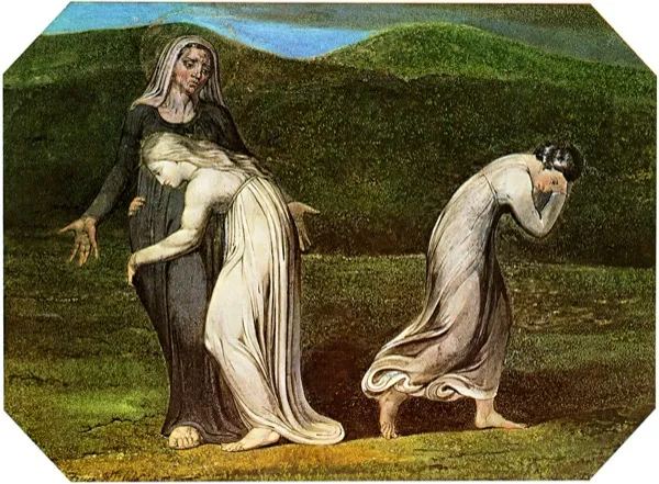 William Blake's painting of Naomi entreating Ruth and Orpah, 1795