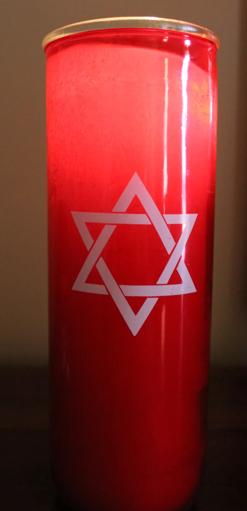 A shiva candle, the seven-day memorial candle lit during the mourning period
