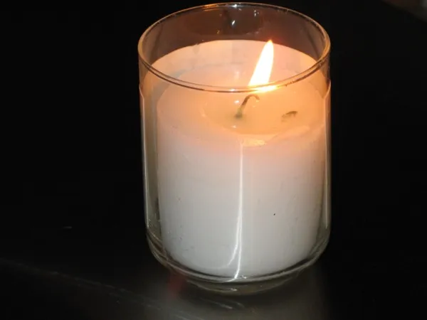 A yahrzeit candle, the traditional memorial candle used in Jewish mourning