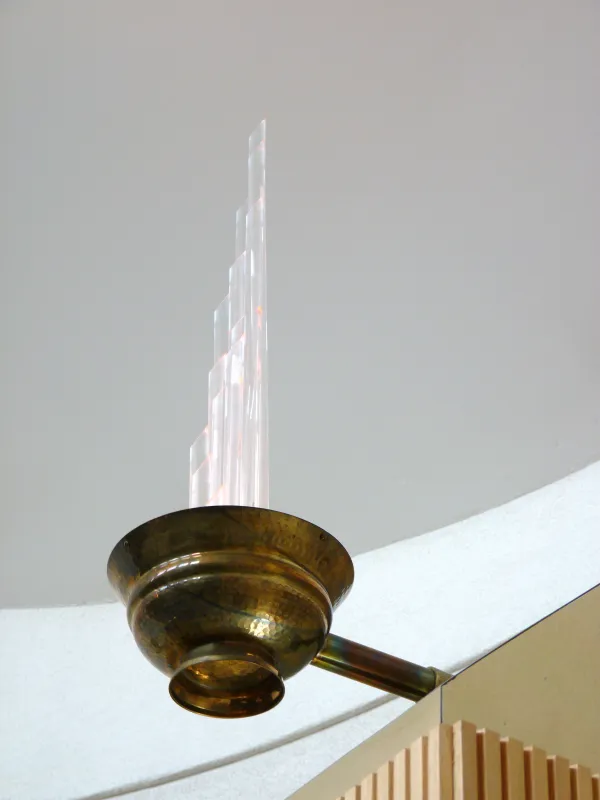 The Ner Tamid (eternal light) hanging above the Torah ark