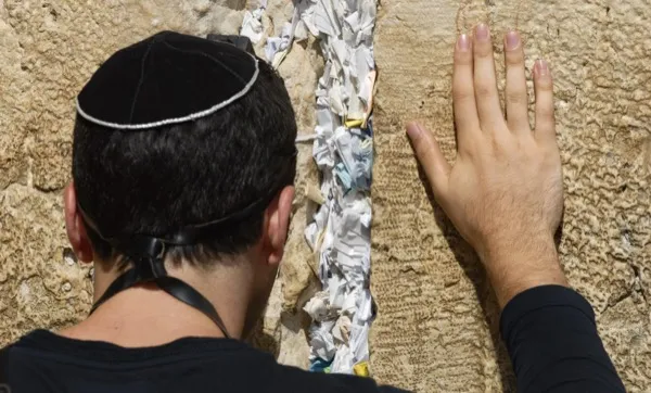 Jewish worshippers praying at the Western Wall in Jerusalem