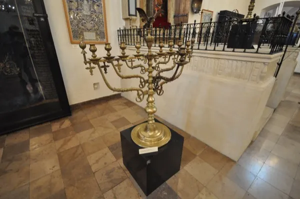 A seven-branched menorah in the Old Synagogue of Kazimierz, Krakow
