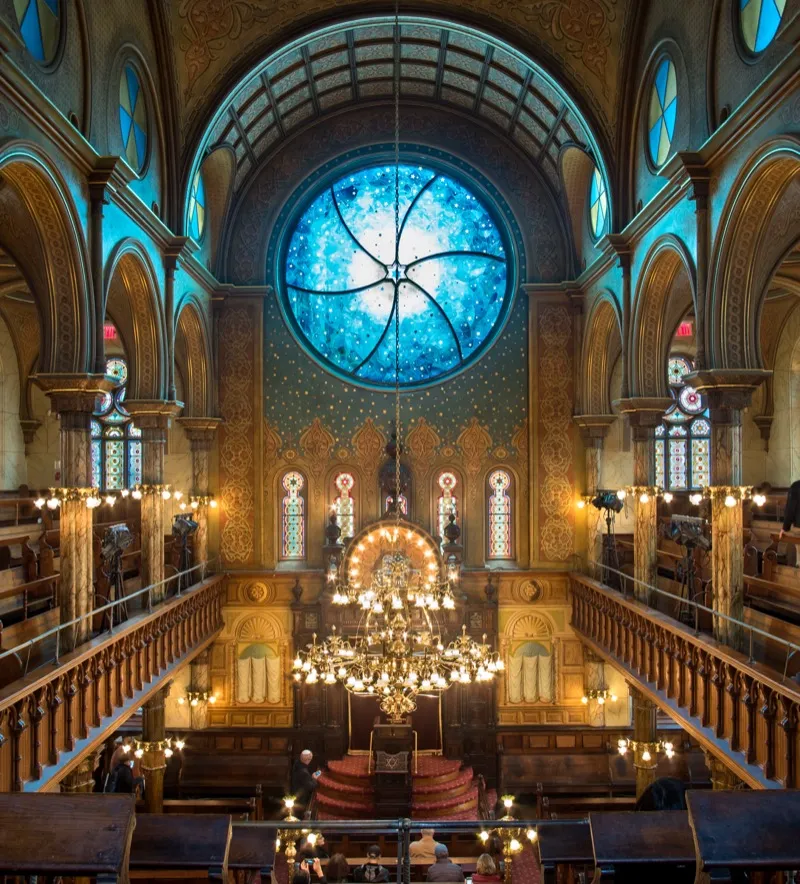 Interior of the historic Eldridge Street Synagogue in New York City