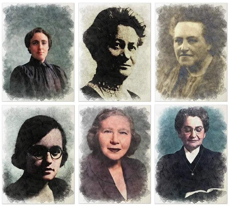 A woman rabbi reading from the Torah at a synagogue bimah