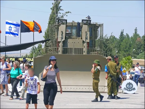 Israelis celebrating Independence Day with flags and festivities